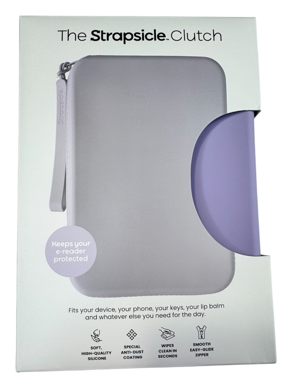 NEW Strapsicle Clutch Purple/Lilac Silicone E-Reader Kindle Case Wristlet